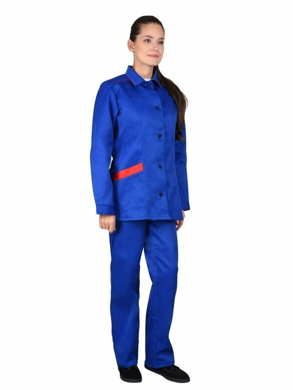 Костюм "Золушка" женский: куртка, брюки васильковый с красным кантом Арт. 05101