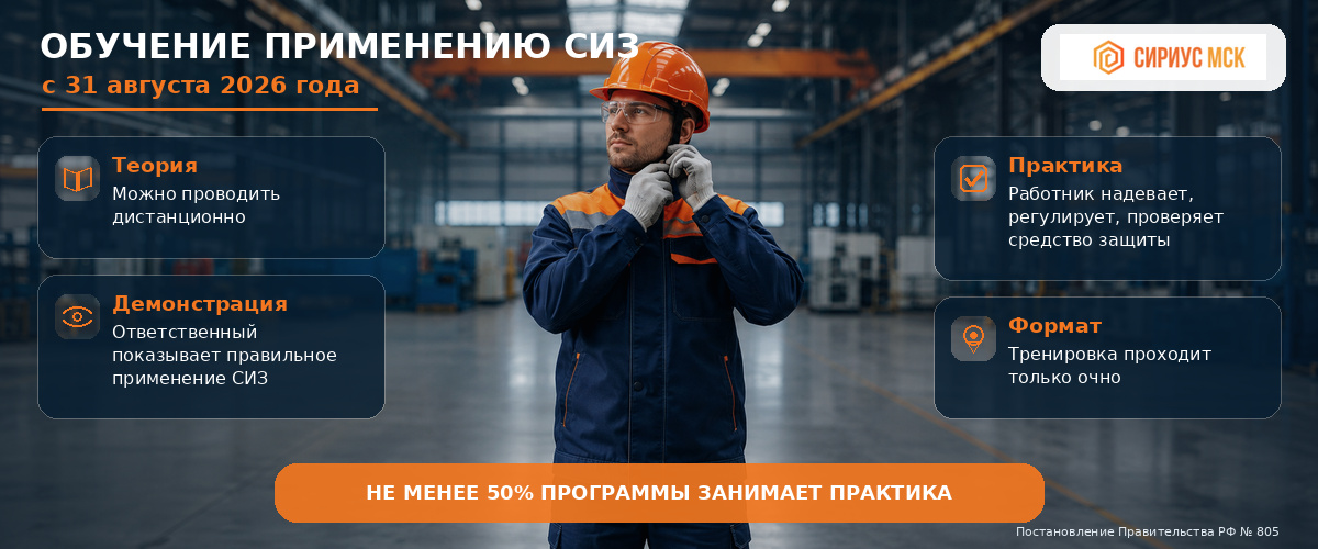 Обучение применению СИЗ - инфографика компании Сириус МСК